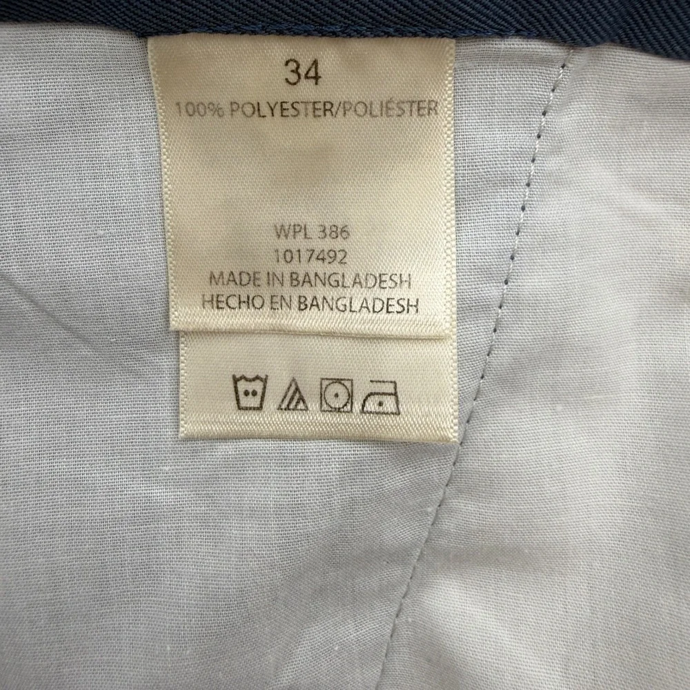 Haggar Dress Shorts Mens 34 Blue Flat Front Polyester Classic Fit Golf Summer